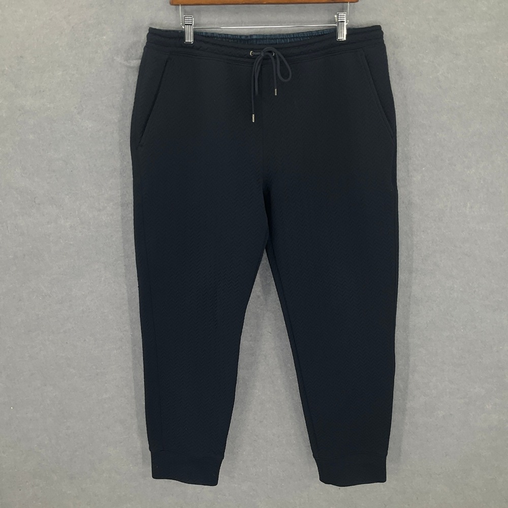 Club Monaco Mens 36x26 Black Textured Knit Jogger Pants‎ Drawstring Pockets